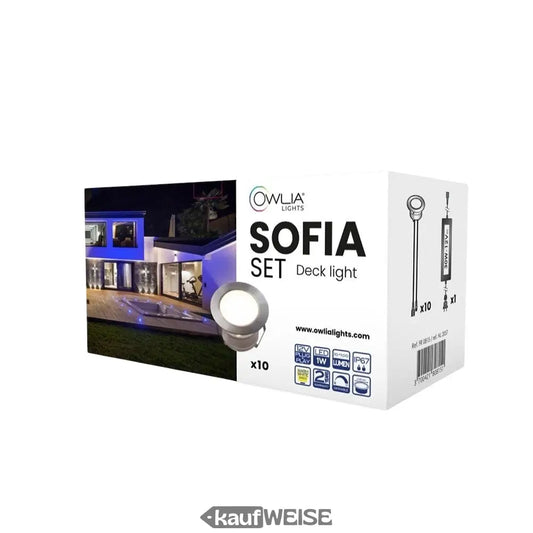 Owlia Sofia Deck Light Set, perfekte Terrassenbeleuchtung mit 10 LED Spots Plug & Play