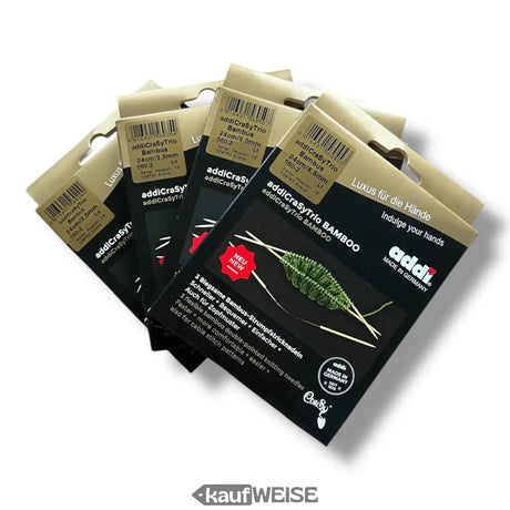 addiCraSyTrio Bamboo – Комплект гъвкави бамбукови игли (24 см) | Комплект от 3 | Произведено в Германия
