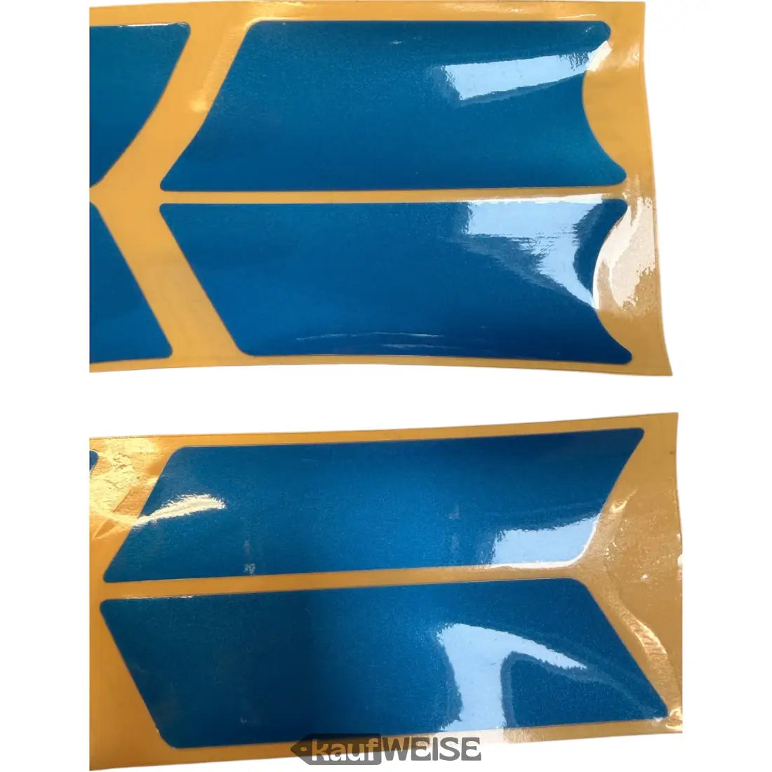 Blaue und goldene Motorrad-Aufkleber mit glänzender Oberfläche