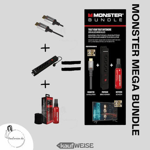Monster Pack HDMI 8K - 4K 120Hz 48GBPS 1.8m + SCREENCLEAN 60ML + захранване 4 гнезда