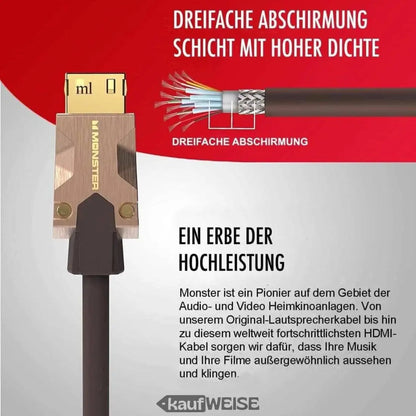 Monster HDMI-Kabel M2000 mit dreifacher Abschirmung für brillante UHD-Qualität