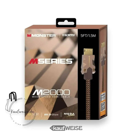 Monster M2000 Ultra HD HDMI кабел (1.5 м) | 4K @ 60Hz HDR10+ | Високоскоростна връзка 25 Gbps | V-Grip™ конектор