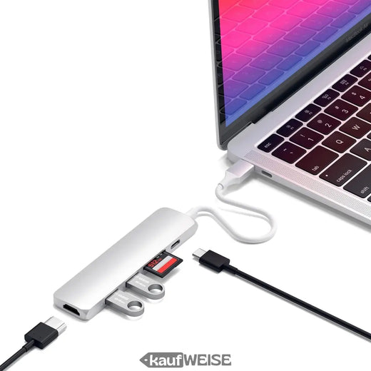 Satechi V2 Slim USB-C многопортов адаптер | 4K 60Hz HDMI и 60W PD | Сребро